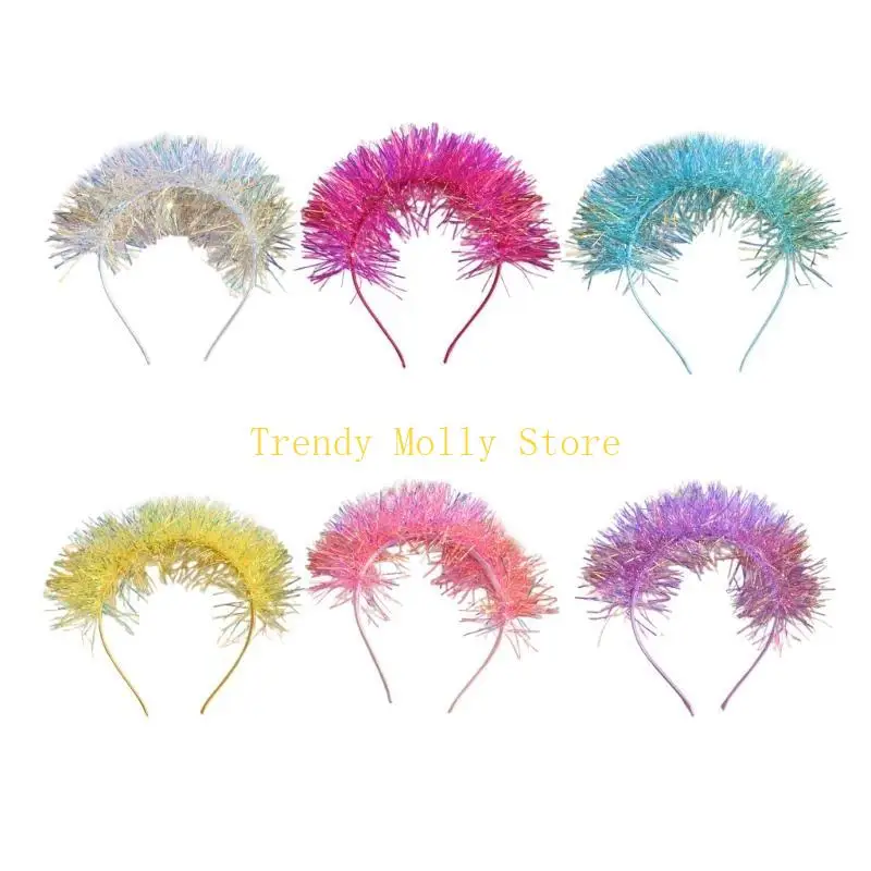 

N5KB Stylish Tinsel Headwear for Children Eye Catching Headwear Photo Props for Girls Cosplay Princess Costume New Year