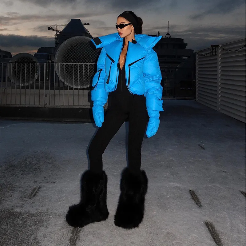 Abrigo de algodón grueso y cálido de lujo a la moda para mujer, Chaqueta corta con solapa ajustada informal elegante para invierno, prendas de vestir versátiles de Color puro