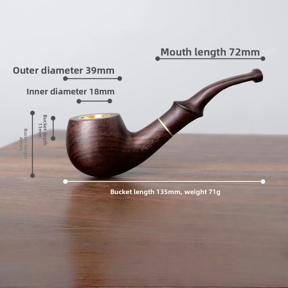 

Handmade Solid Ebony Smoking Pipe Set for Men Straight Tube Beginner Kit with Pot