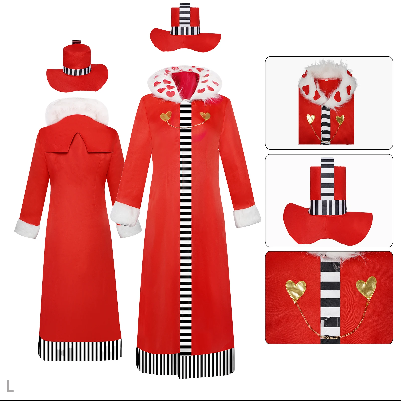 Exquisite Fantasy Cosplay Hazbin Hotel Costumes Anime Uniform Red Dress Coat Glove Valentino Roleplay Halloween Party Outfit