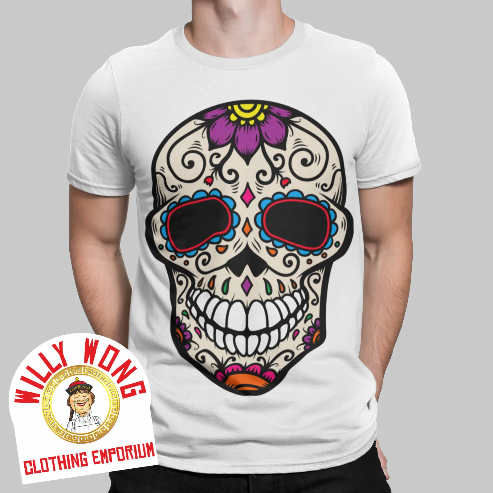 Camiseta del Día de los Muertos del cráneo sonrisa Halloween Horror película Retro Japón camiseta regalo
