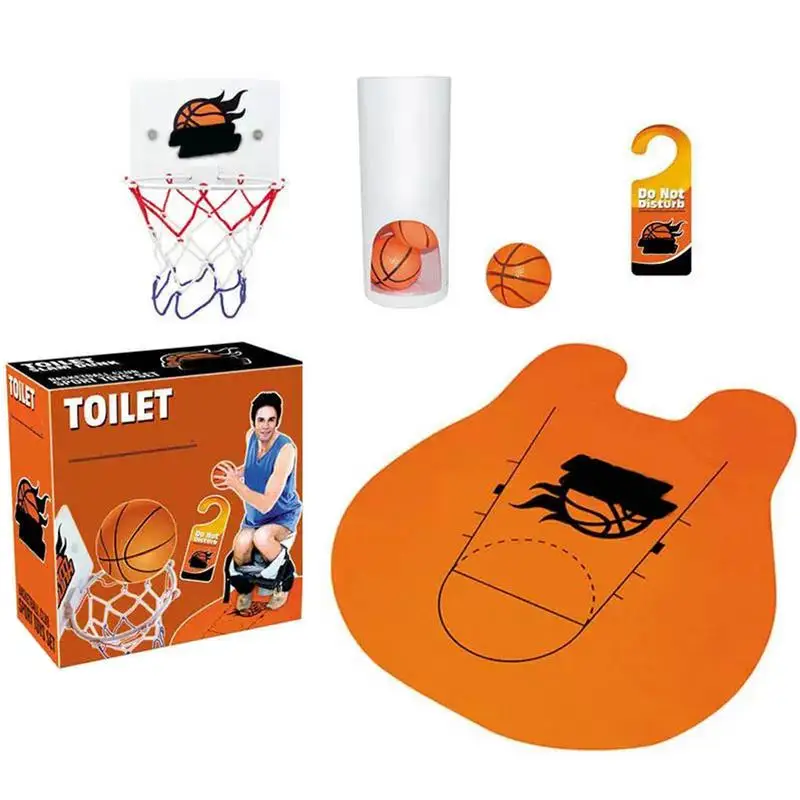 Toilet Basketball Set Workplace Hoop Game Interactive Bathroom Sports Toy Indoor Basketball Hoop Fun For Kids And Adults