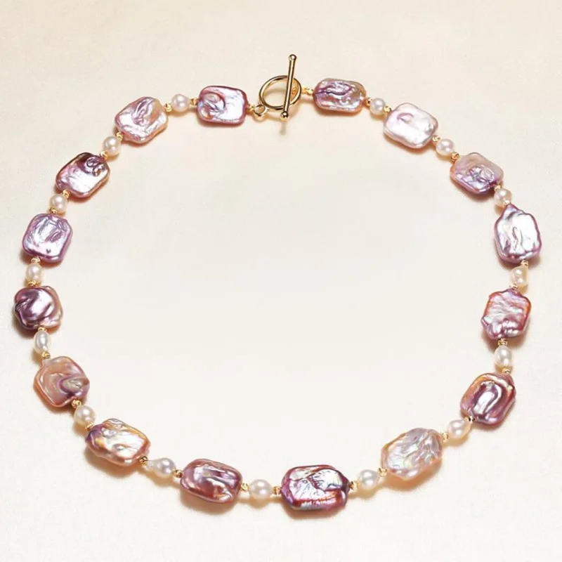 

Irregular Baroque Copper Gold-Plated Freshwater Pearl Necklace Sweater Chain