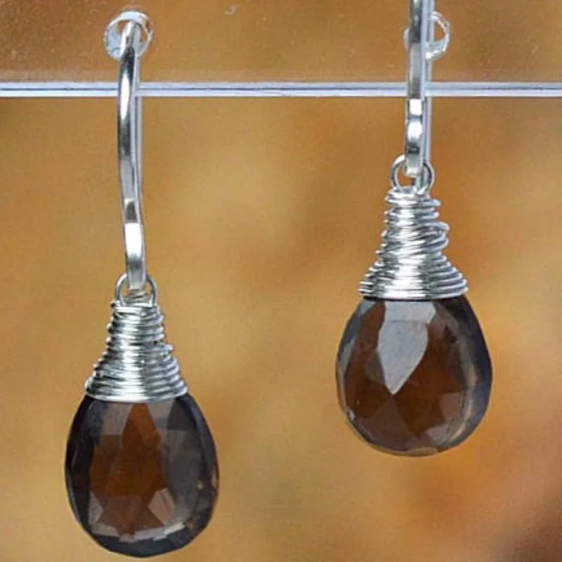 Jianjie الخفيفة الفاخرة الإناث المدخن الكوارتز الأقراط رائعة رقيقة سحر هدايا الحفلات الأذن مجوهرات اكسسوارات #1