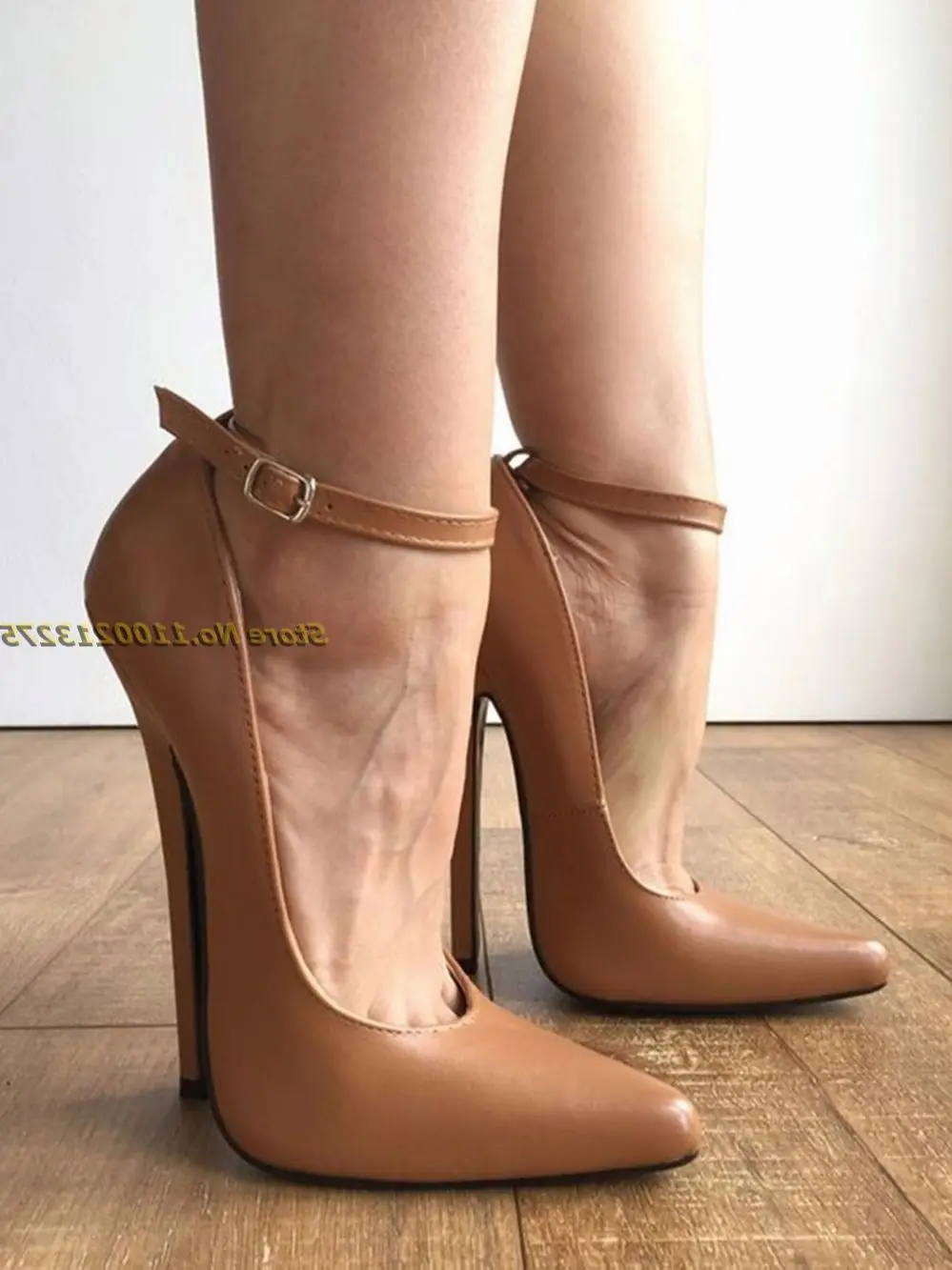 Décolleté con cinturino alla caviglia in pelle marrone chiaro Stiletto tacco alto punta a punta moda donna scarpe eleganti décolleté tacco alto