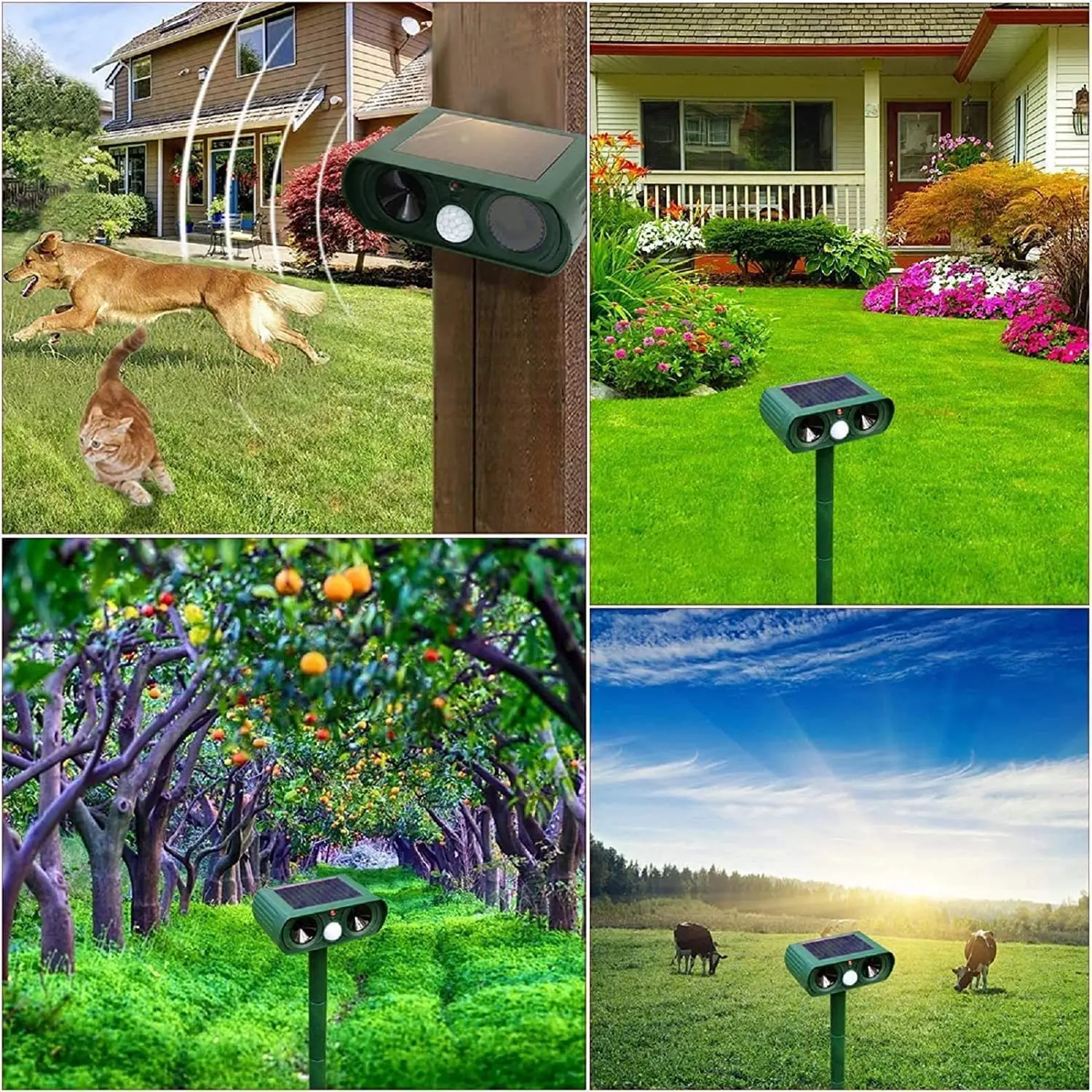 Solar Energy Ultrasonic Animal Chaser Repeller For Cat Dog Bird Mice Deterrent Outdoor Garden Animal Ultrasonic Sound Repel Pest