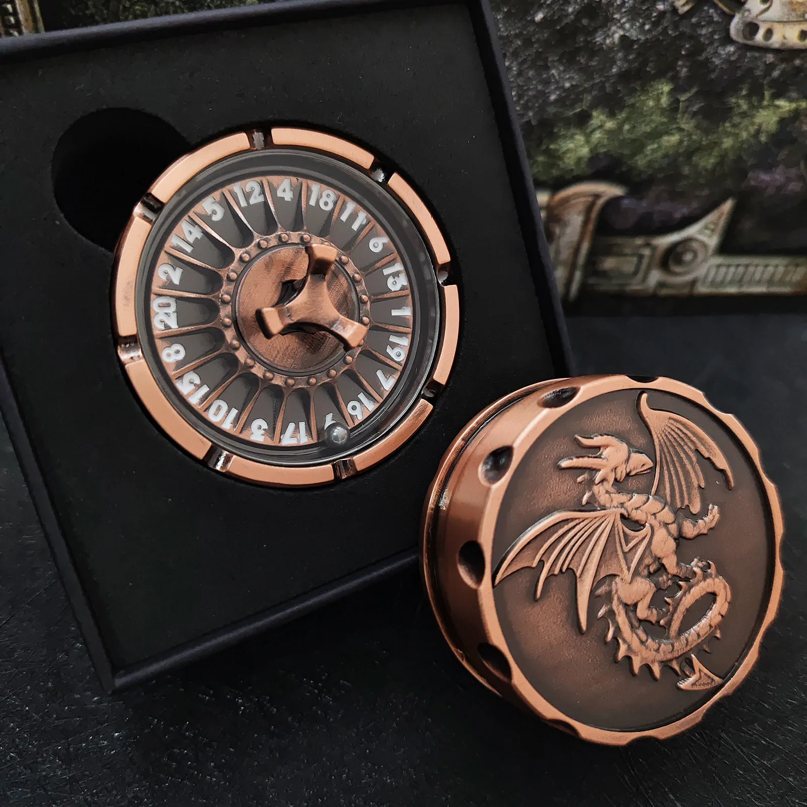 DND Metal D20 نرد دوار متعدد السطوح بأطراف الأصابع RPG D&D لعبة لعب الأدوار مرفق الزنزانات والتنينات #3