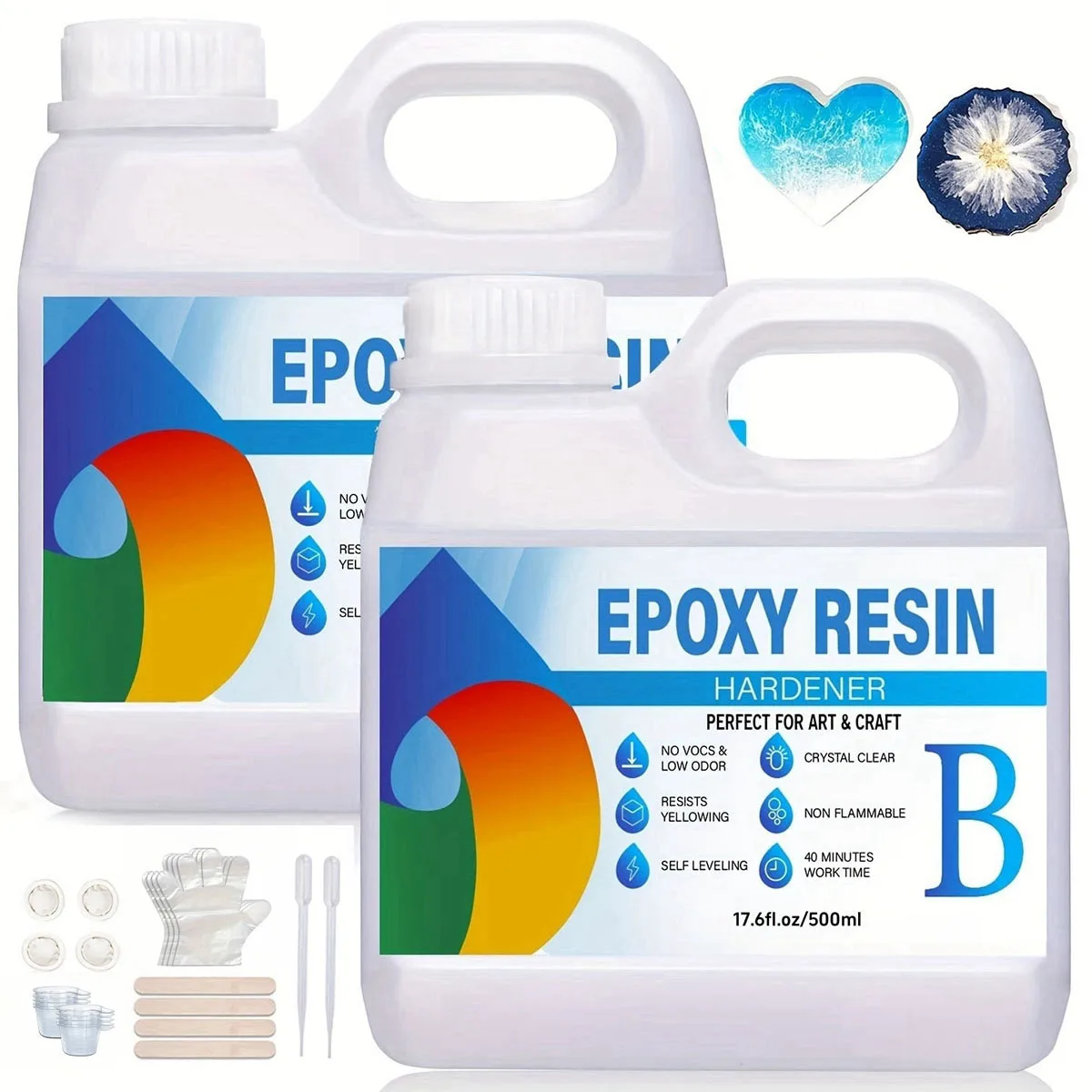 Crystal Clear Epoxy Resin Kit 250ml 500ml 1:1 Mix Self Leveling Bubble Free AB Glue for DIY Jewelry Making Craft Casting Molds
