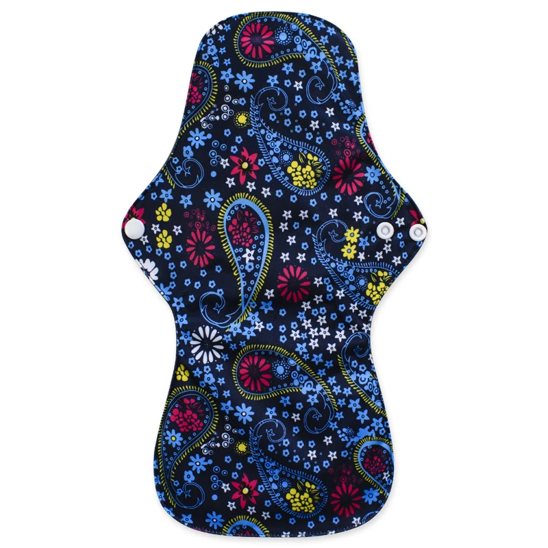 1pc Reusable Menstrual Pads for Women, Heavy Flow, Bamboo Charcoal Washable Sanitary Napkins, Printed Night Use, Breathable