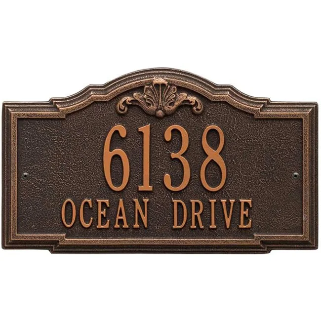 Factory Custom Engraved Logo Antique Copper Brass Room House Nameplate Metal Label Name Plates Tag For Office Door Furniture