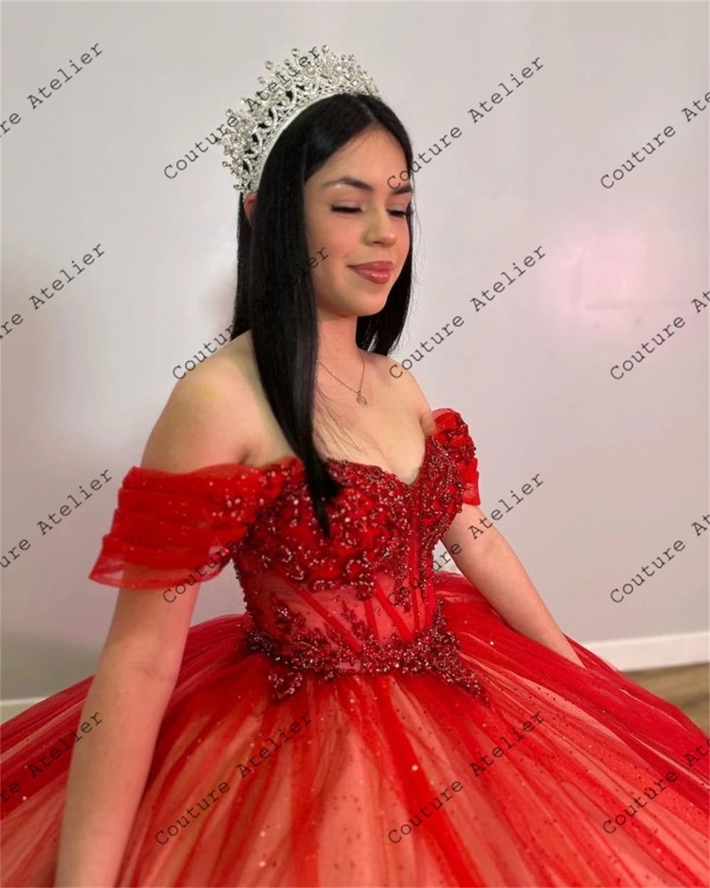 Vestido de tul con hombros descubiertos para quinceañera, traje de baile de lujo rojo, vestido de Charro mexicano, de 15 años vestido de quinceañera, azul zafi 2024