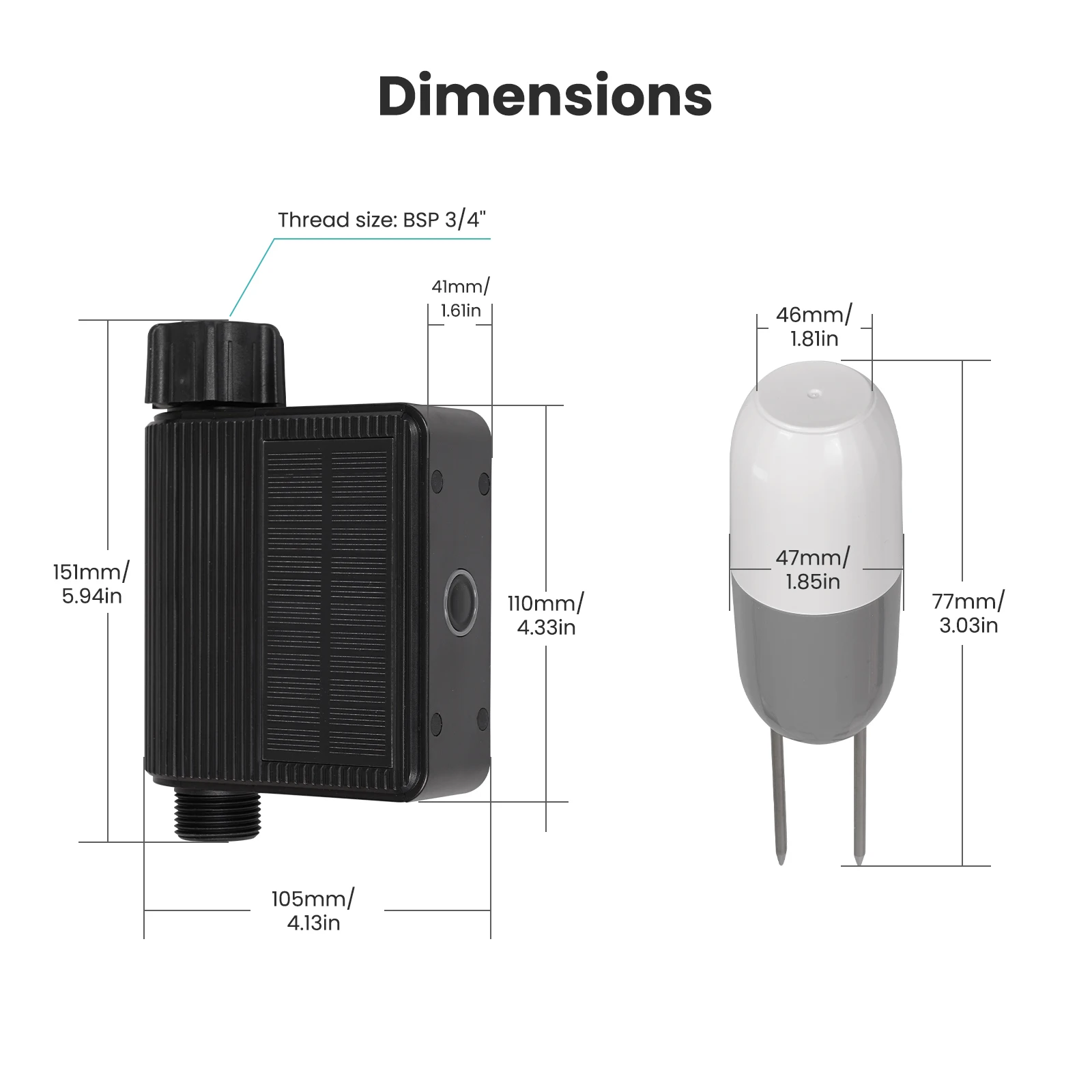 MOES Tuya UK WiFi Solar Powered Water Timer Meter IP65 Waterproof Brass Inlet With Soil Temperature Humidity Sensor Detector