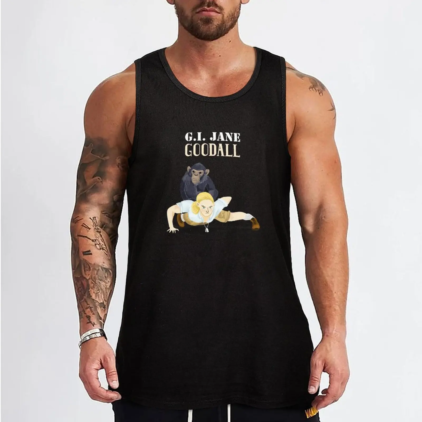 G.I. Jane Goodall Tank Top Gym t-shirt man men gym clothing Men's fitness t-shirt Men's gym articles