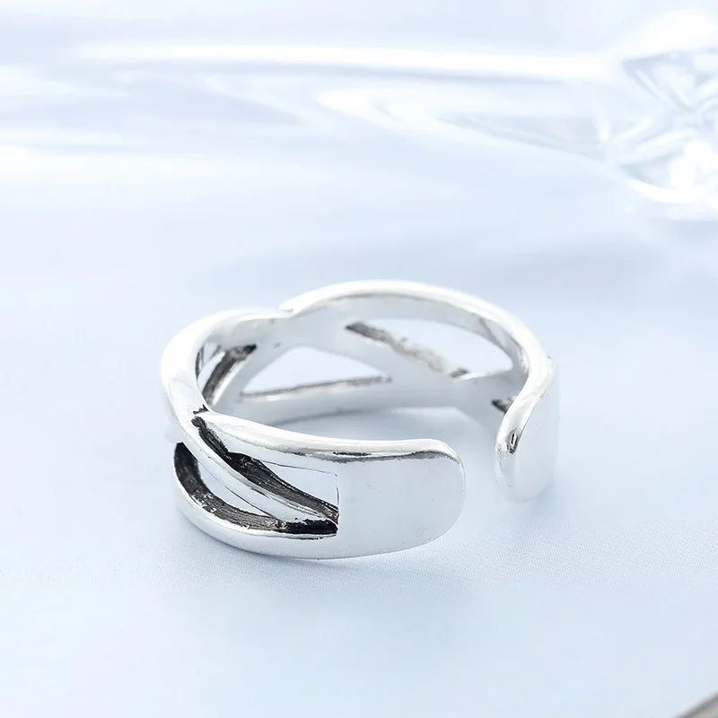 Women's 925 Sterling Silver Overlapping Ring