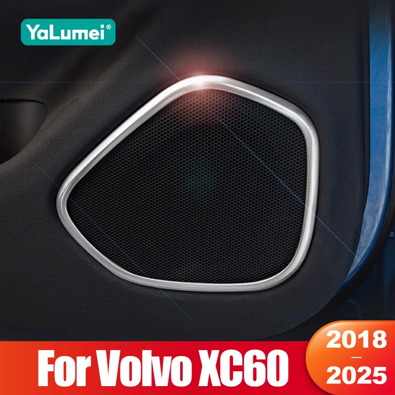 

For Volvo XC60 2018 2019 2020 2021 2022 2023 2024 2025 Car Door Audio Speaker Decoration Cover Stainless Steel Accessories