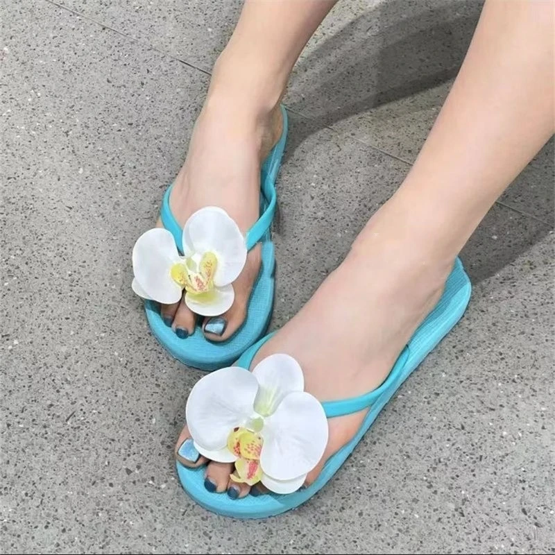 2024 Summer 3D Floral Beach Vacation Slipper Adults Waterproof Casual Flip Flops Outdoors Clip Toe Soft Fashion Sandal For Women