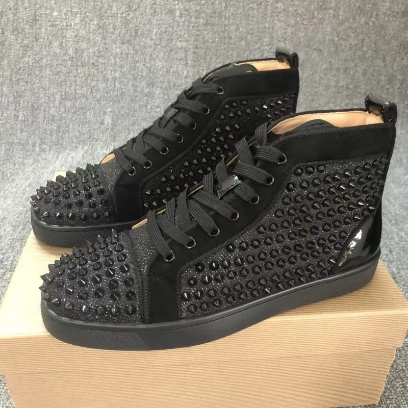 

Designer Rivet High-top Shoes Men's Retro Casual Sports Shoes Round Head Lace-up Comfortable Social Men's Shoes Luxury Quality