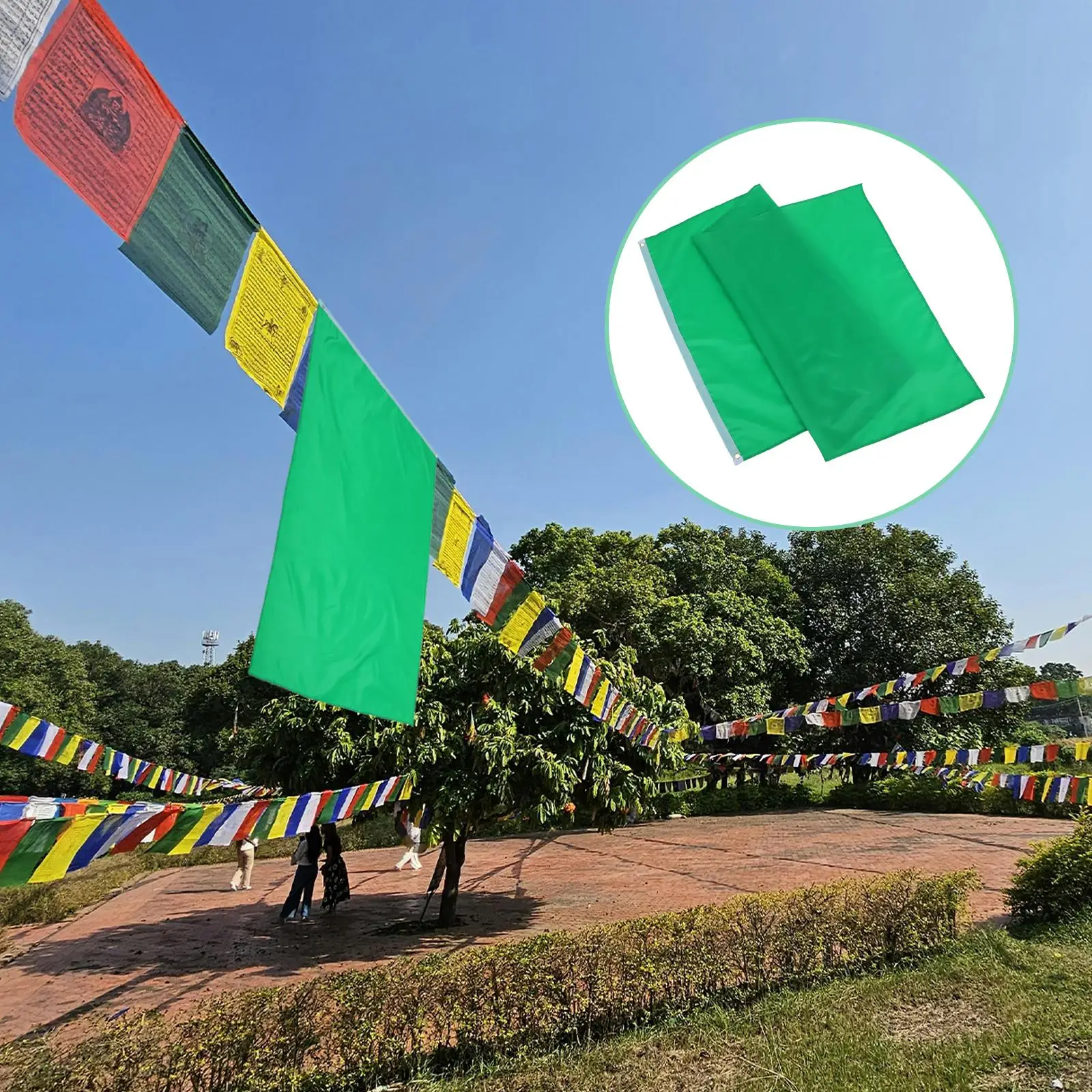 2 PCS Solid Color Flag Racing Flags Decoration Outdoor Plain Celebration Blank Event Hand Stick Green Cheer