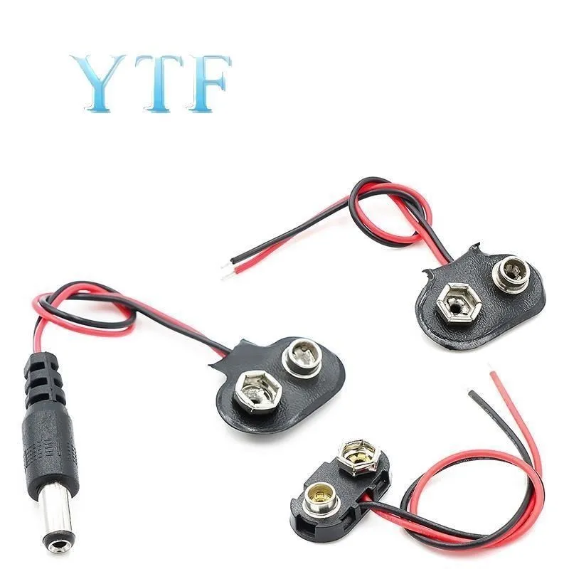 

10pcs DC 9V Battery Button Power Cable Battery Buckle Snaps Power Cable Connector DC 5.5*2.1 For Arduino Diy