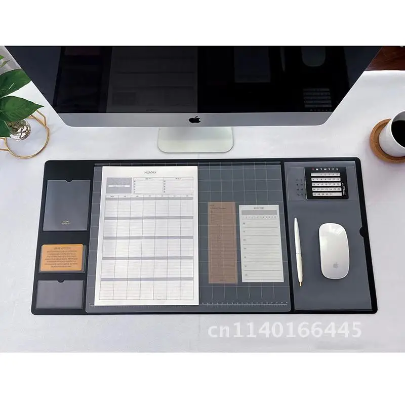 Oversized Multifuncional PU Mouse Pad, Student Writing Pad, Business Desk Mat, Almofada para laptop, Organizador com calendário