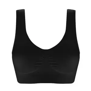 1 piece of single layer large size sports bra together adjustable without bra pillows without steel ring without scar underwear gathered Main Main Sales Strengthened Bra - №2