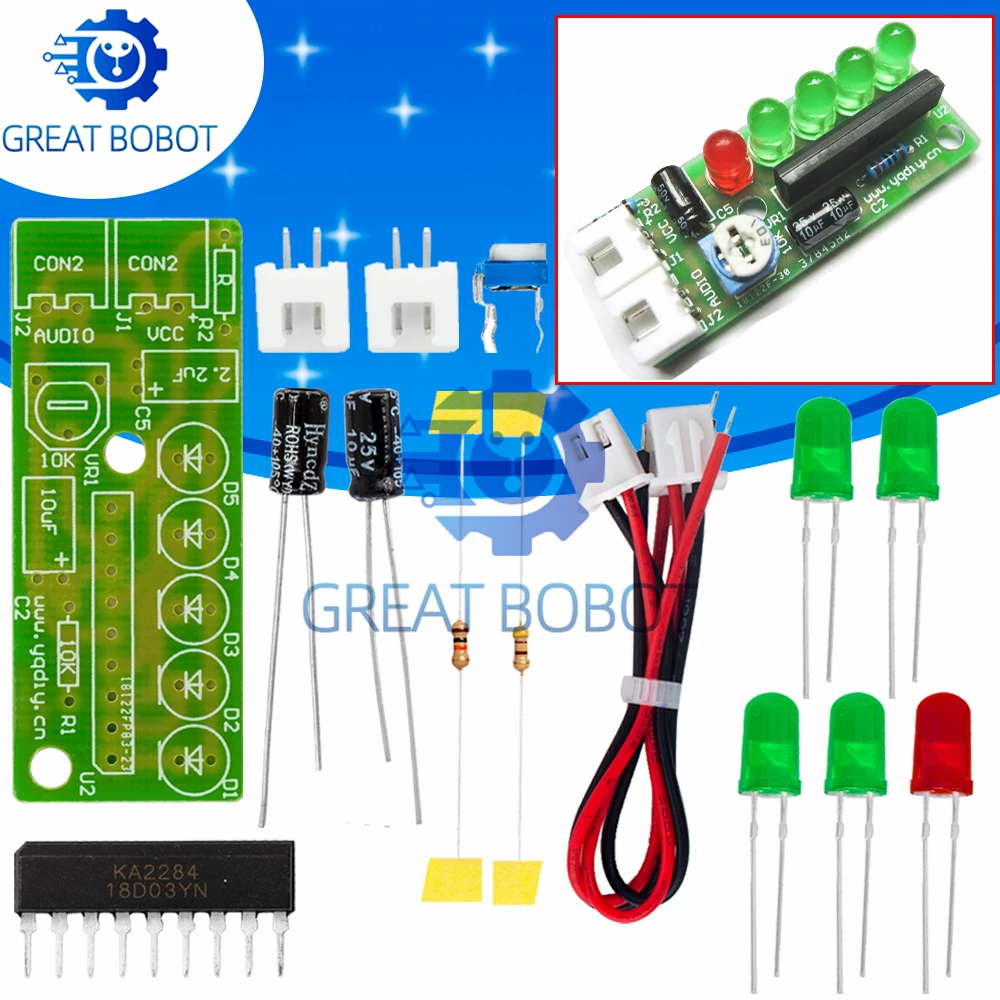 Kit electrónico de piezas BS, indicador de nivel de Audio, Suite Trousse DIY, 5mm, LED rojo y verde, 3,5-12V, KA2284