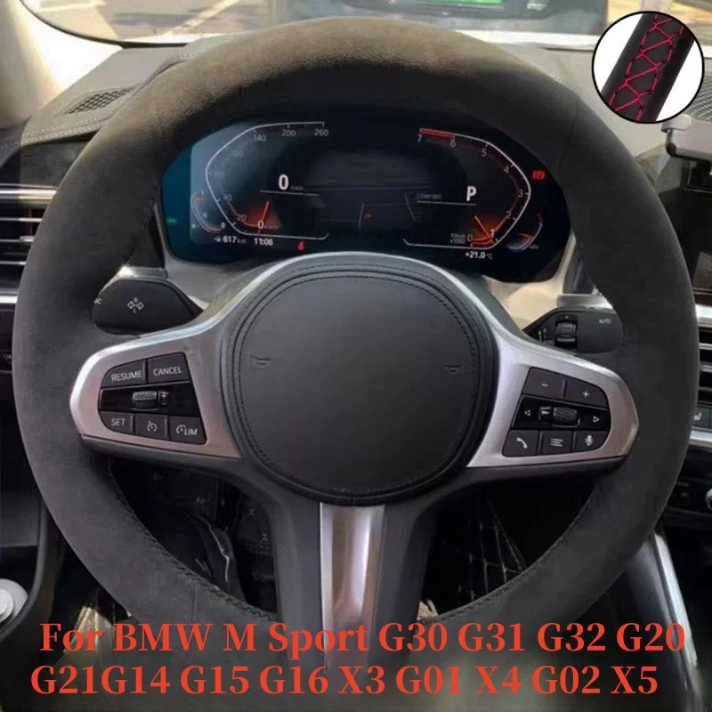 

Custom Car Steering Wheel Cover Suede For BMW M Sport G30 G31 G32 G20 G21 G14 G15 G16 X3 G01 X4 G02 X5 Car Interior Accessory