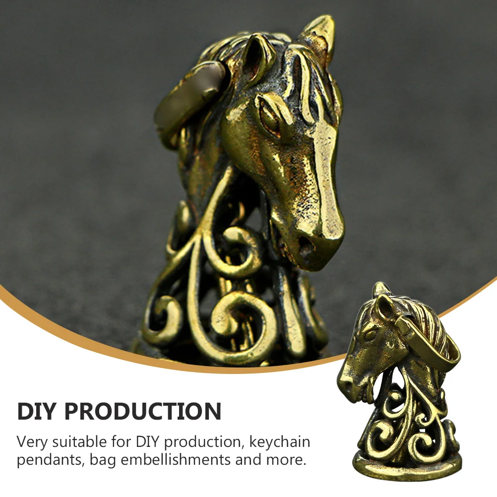 Brass Horse Head Bell DIY Pendant Unique Retro Decor Vintage Pendants Keyholder Exquisite