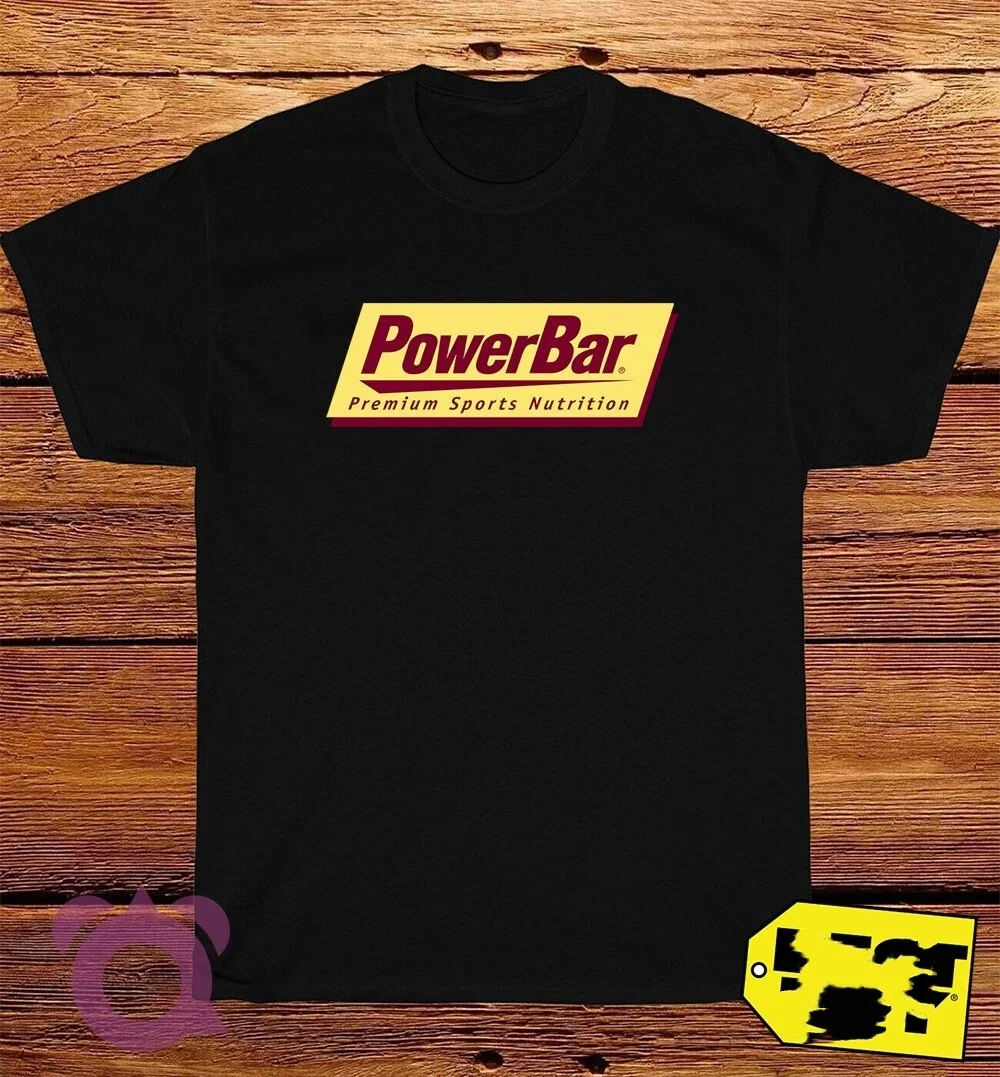 

2025 Новая футболка PowerBar с логотипом, унисекс, тренд уличной моды, с короткими рукавами, из чистого хлопка, с круглым вырезом