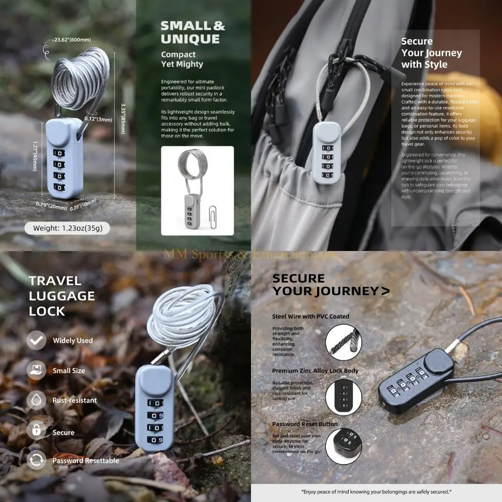 

31be Compacts Комбинированные блокировки для спортивного оборудования для проездных мешков 4 цифр защищенного кода