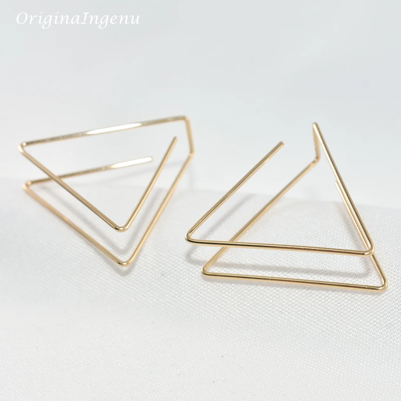 Triangle Earrings Handmade Minimalist Jewelry Gold Filled 925 Silver Brincos Orecchini Oorbellen Pendientes Earrings for Women