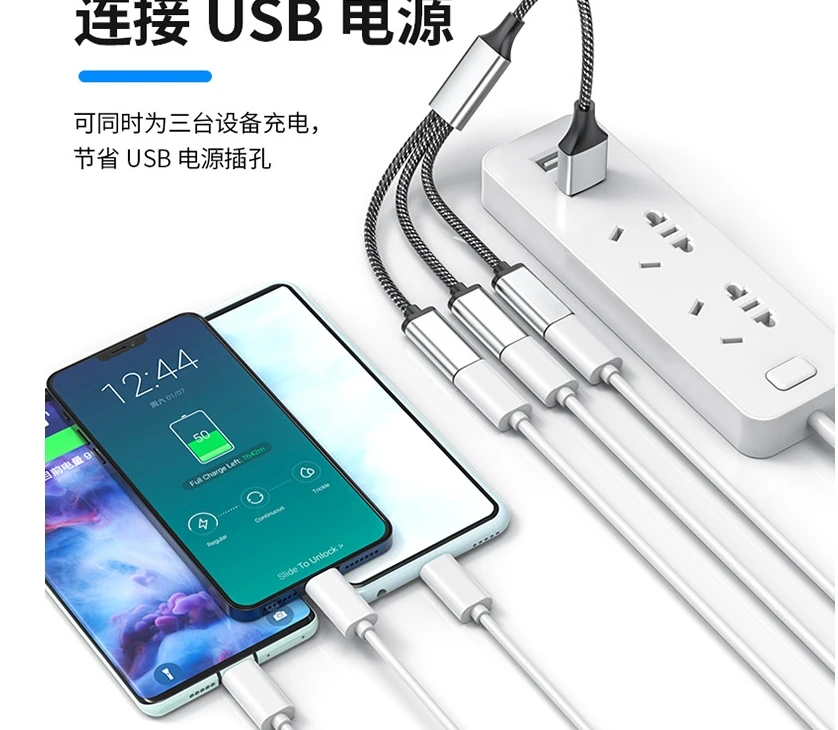 3 in 1 Type-C USB To 2 OTG 3 Port HUB Cable Splitter USB Type-C OTG Adapter charging data Cable 30cm For Tablet  Mouse Keyboard