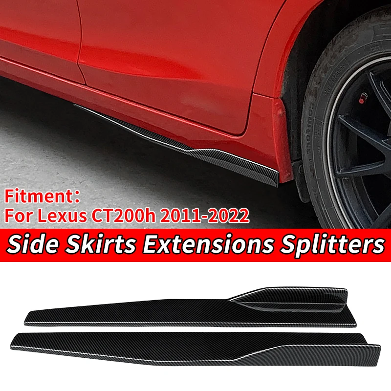 Car Left/Right Side Skirt For Lexus ct200h 2011-2022 Bumper Diffuser Spoiler Aprons Wings Extensions 75cm Carbon Look ABS