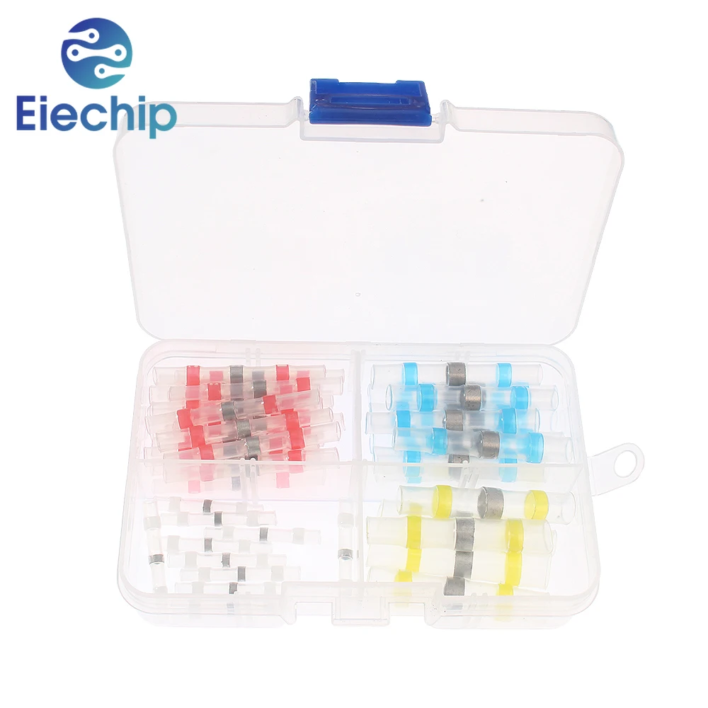 50PCS Heat-Shrink Tubing Terminals Assortment Set - Insulated Waterproof Solder Sleeves for Electrical Wire Butt Connectors Kit