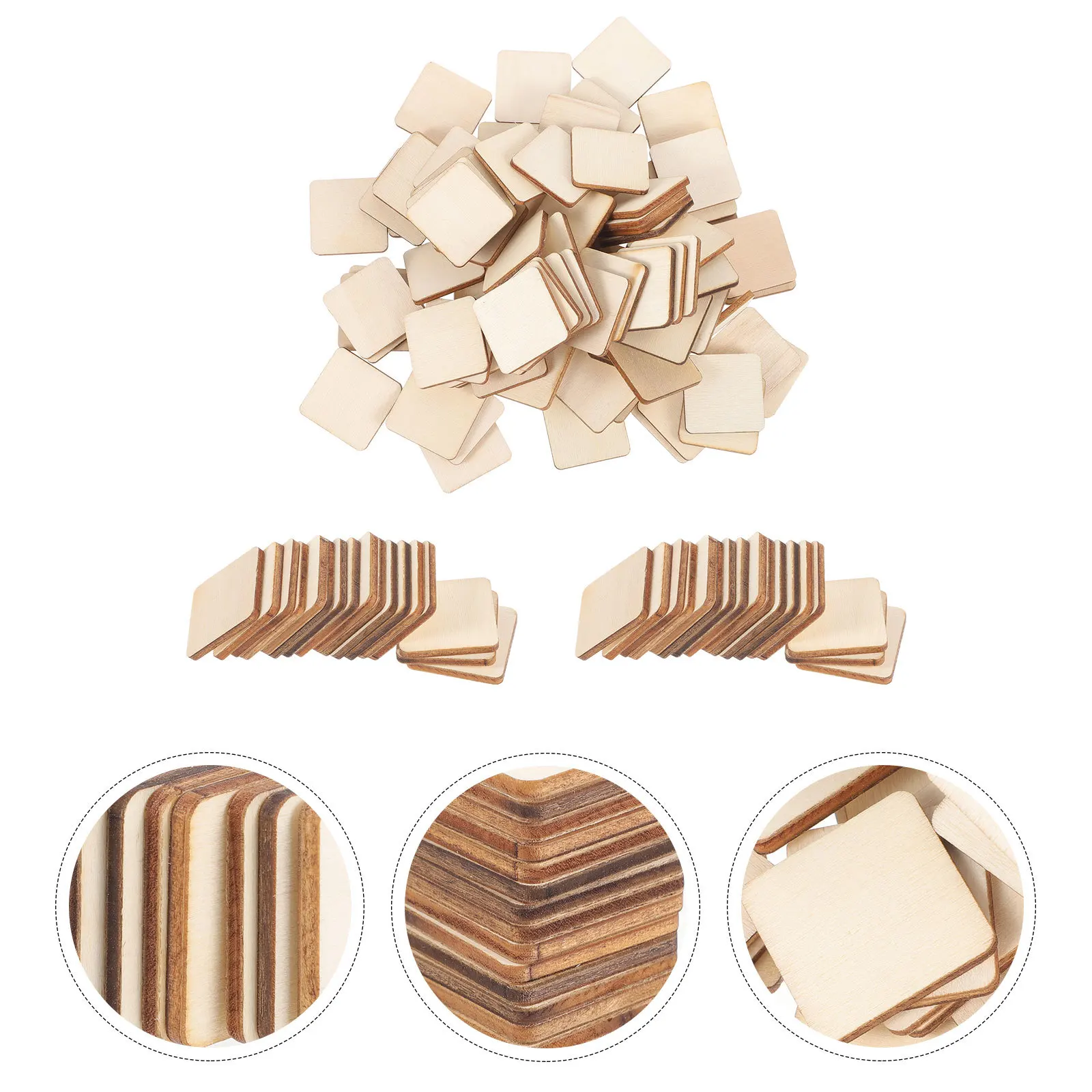 

300 pcs Square Wood Slices Blank Diy Plaque Sturdy Smooth Surface For Painting Crafts Wedding Decor Handmade 25Mm