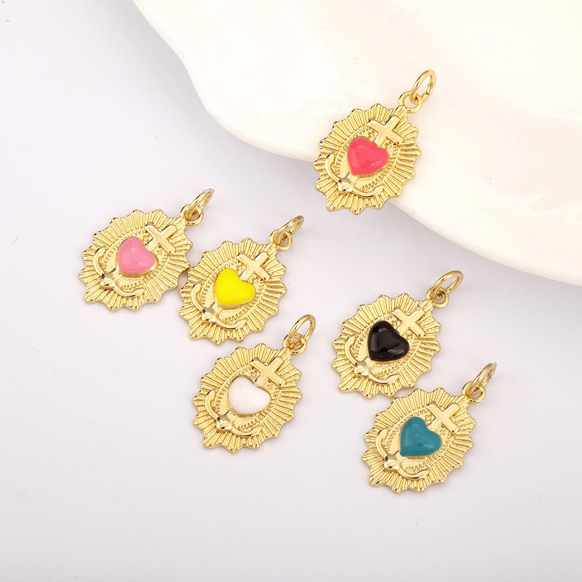 High Quality Heart&Cross Irregular Shaped Pendant 6 Colors Copper Necklace Accessories Jewelry Dinner Gifts For Women Daily Wear