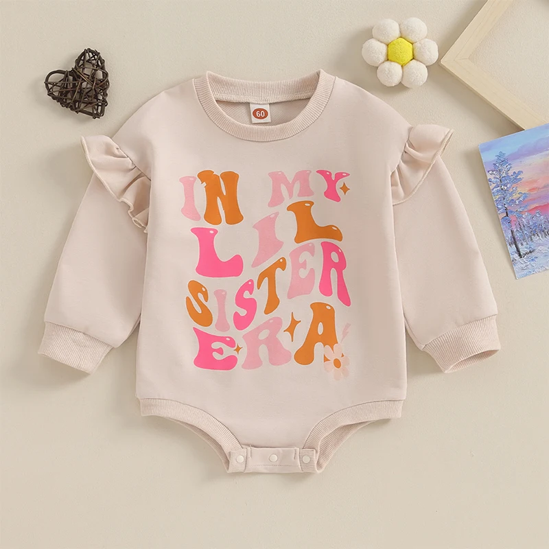 Toddler Baby Girl Ruffle Sweatshirt In My Big Sister Era Matching Outfit Crew Neck Sweatshirt Pullover Top