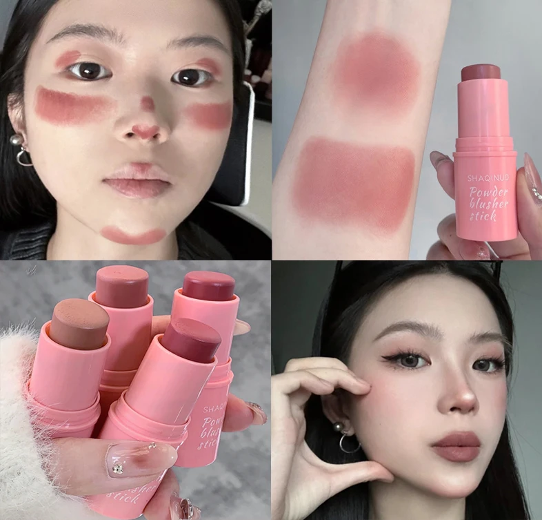 Pêssego Pink Blush Stick, Maquiagem Creme, Paleta Rouge, Bochecha Contorno, Blush Cosmético, Rosto Coreano