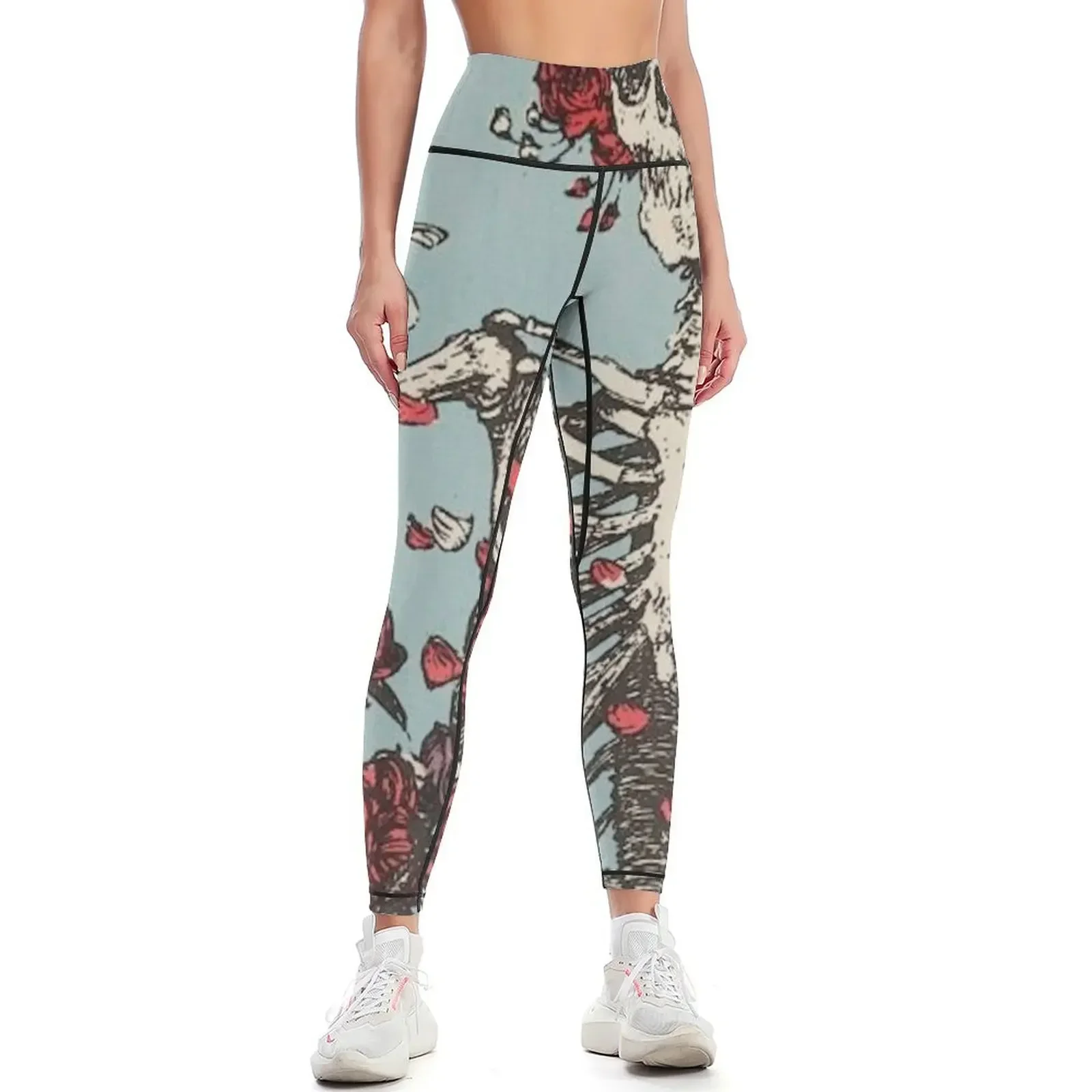 

Aesthetic Rose Skeleton Ink Drawing Leggings Women's sports pants gym's clothing sport set Womens Leggings