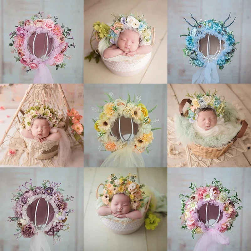 

Baby Photography Props Simulation Flowers Headwear Hat Infant Photo Styling Props Newborn Photo Shooting Accessories Fotografie