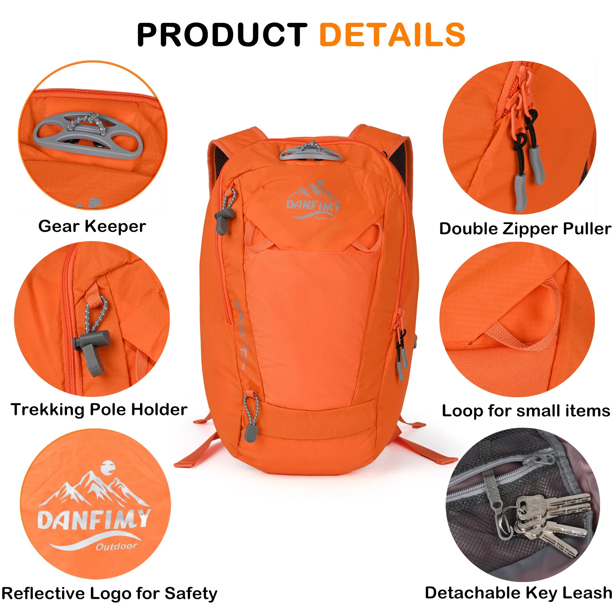 حقيبة ظهر خفيفة الوزن للمشي لمسافات طويلة مع غطاء للمطر، حقيبة نهارية مقاومة للماء للرحلات للرجال والنساء، حقيبة رياضية متينة للاستخدام في الهواء الطلق للسفر