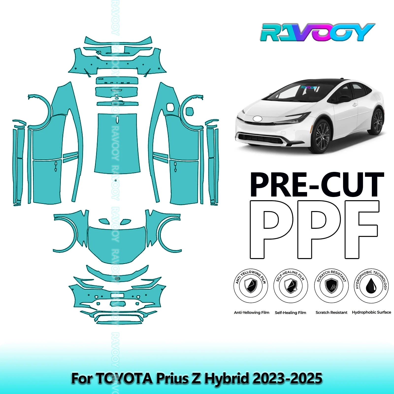 

Автомобильная предварительно вырезанная защитная пленка для краски PPF, полный автомобиль для TOYOTA Prius Z Hybrid 2023-2025
