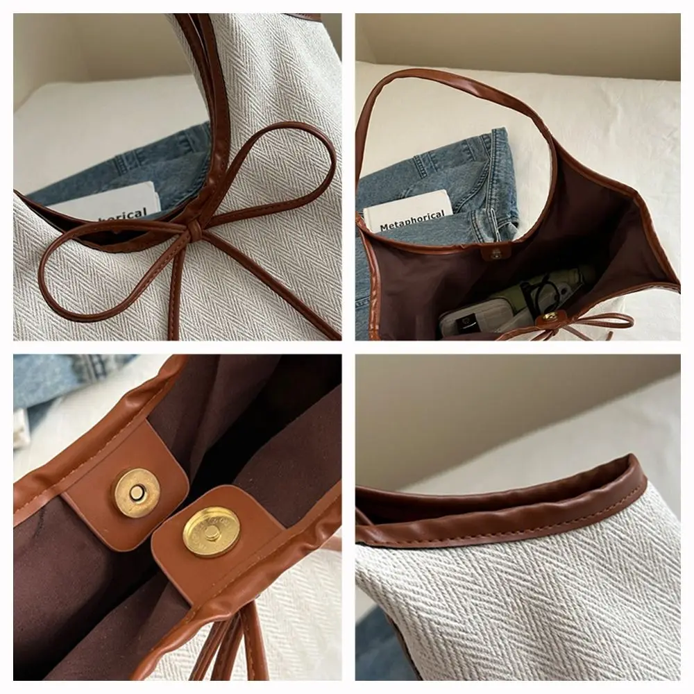 حقائب كتف كاجوال ذات سعة كبيرة بلون سادة وحقائب يد كبيرة محمولة للسيدات