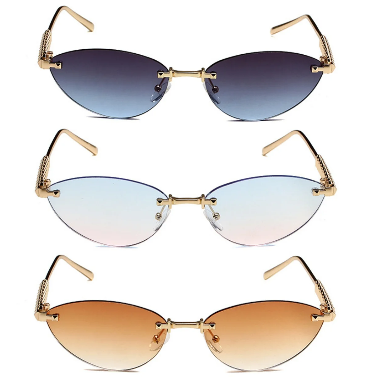 

Men's and Women's Fashion Cat Eye Sunglasses Metal Rivet Legs Sunshade UV Glasses Luxury Brand Outdoor Popular Sunglasses