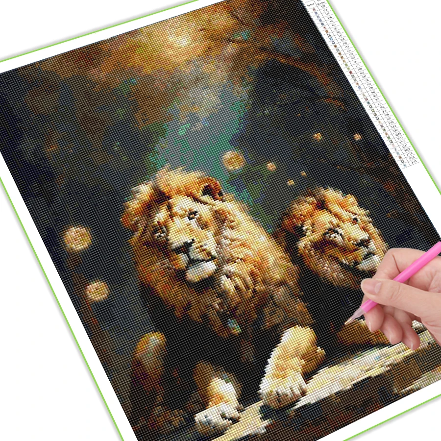 Diy Full Diamond Painting Kits New Collection 2024 Wild Animal Lion King Rhinestone Embroidery Picture Mosaic Art Wall Decor