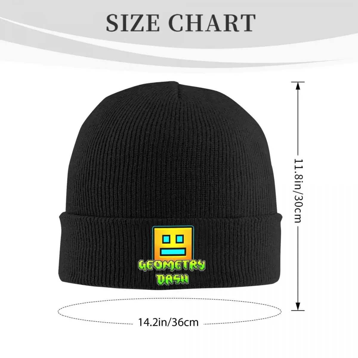 Geometry Video Game Dash Knitted Hat Women's Men's Beanies Autumn Winter Hat Geometric Dash Crochet Caps