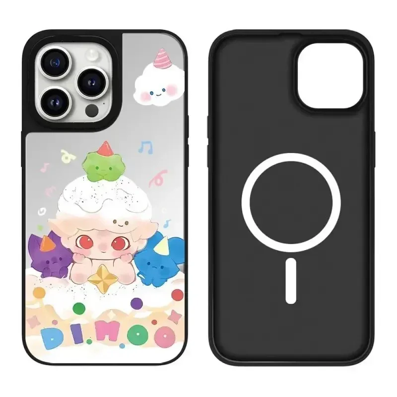 

Cartoon Doll Cloud iPhone 11 12 13 14 15 16 Pro Max Mirror Surface MagSafe Case Cover Shell for IPhone 16 Pro Max