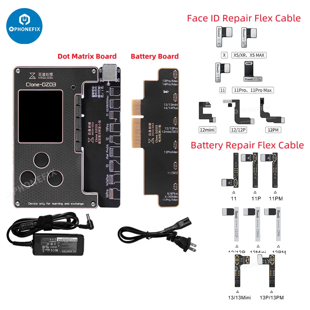 QIANLI Clone DZ03 Dot Matrix Battery Programmer for IPhone X-14 Face ID Dot Projector Flex Cable True Tone Repair No Soldering