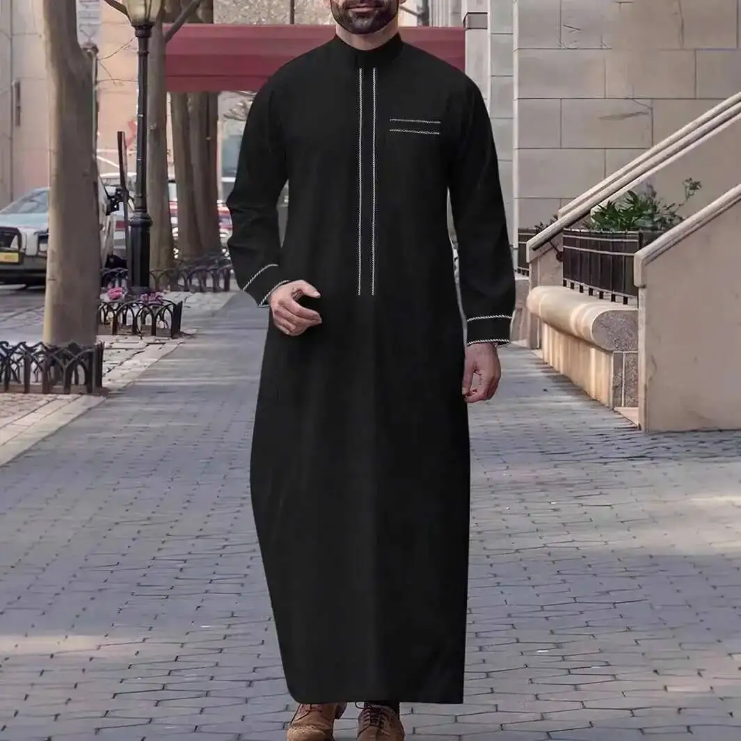 

2026 Arab Men's Robe Embroidered Lace Clothing Loose Robe 2026 Muslim Long Dress Robe Abaya Ramadan Dubai Luxury Islam Elegant