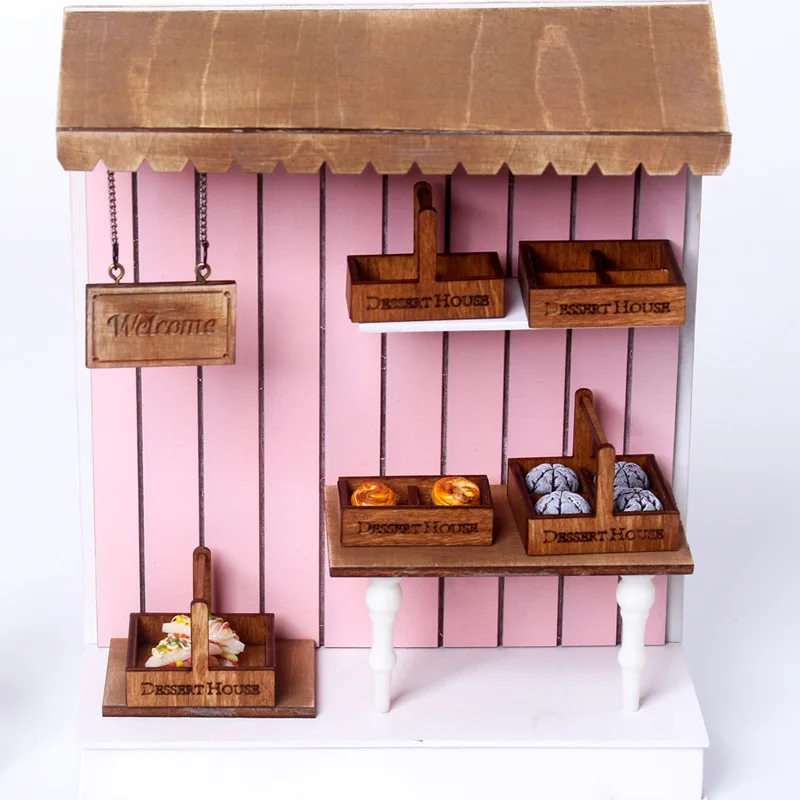 

Dollhouse Mini Wooden Hand Basket, Dessert House Food Storage Tray, Micro Landscape Kitchen Scene DIY Craft Decoration Prop